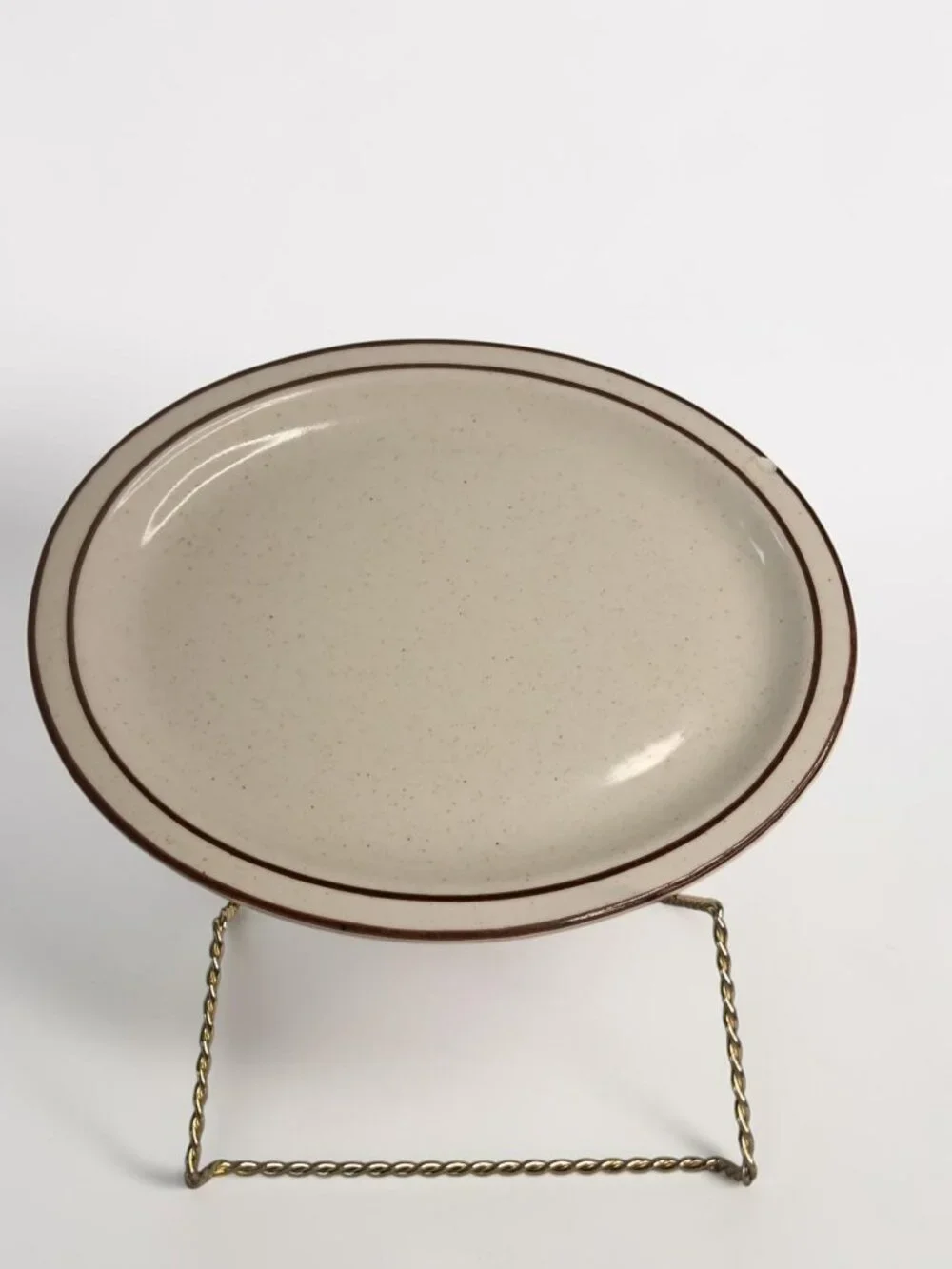 Vintage 1942 Buffalo China 306C Oval Platter Speckled Brown Line Restaurant Ware